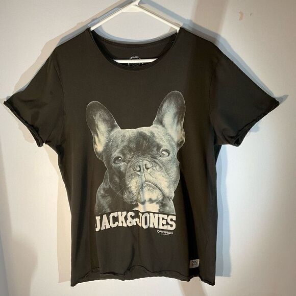 Jack and Jones Distressed Boston Terrier TShirt, Large - Picture 5 of 10